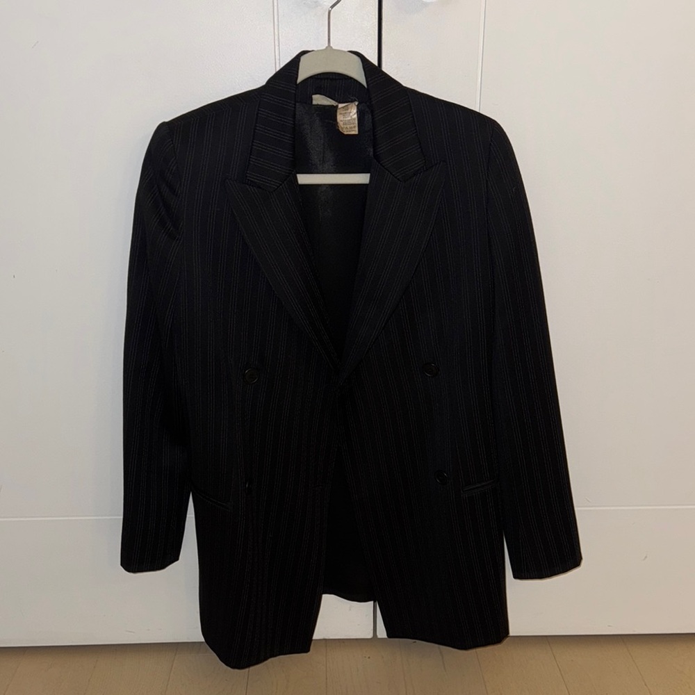 Vintage Krizia Women's Black Pinstripe Blazer